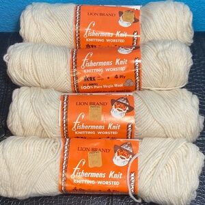 4 NWT Vintage Lion Brand Yarn Fishermen's Knit Worsted 100% Virgin Wool Made USA